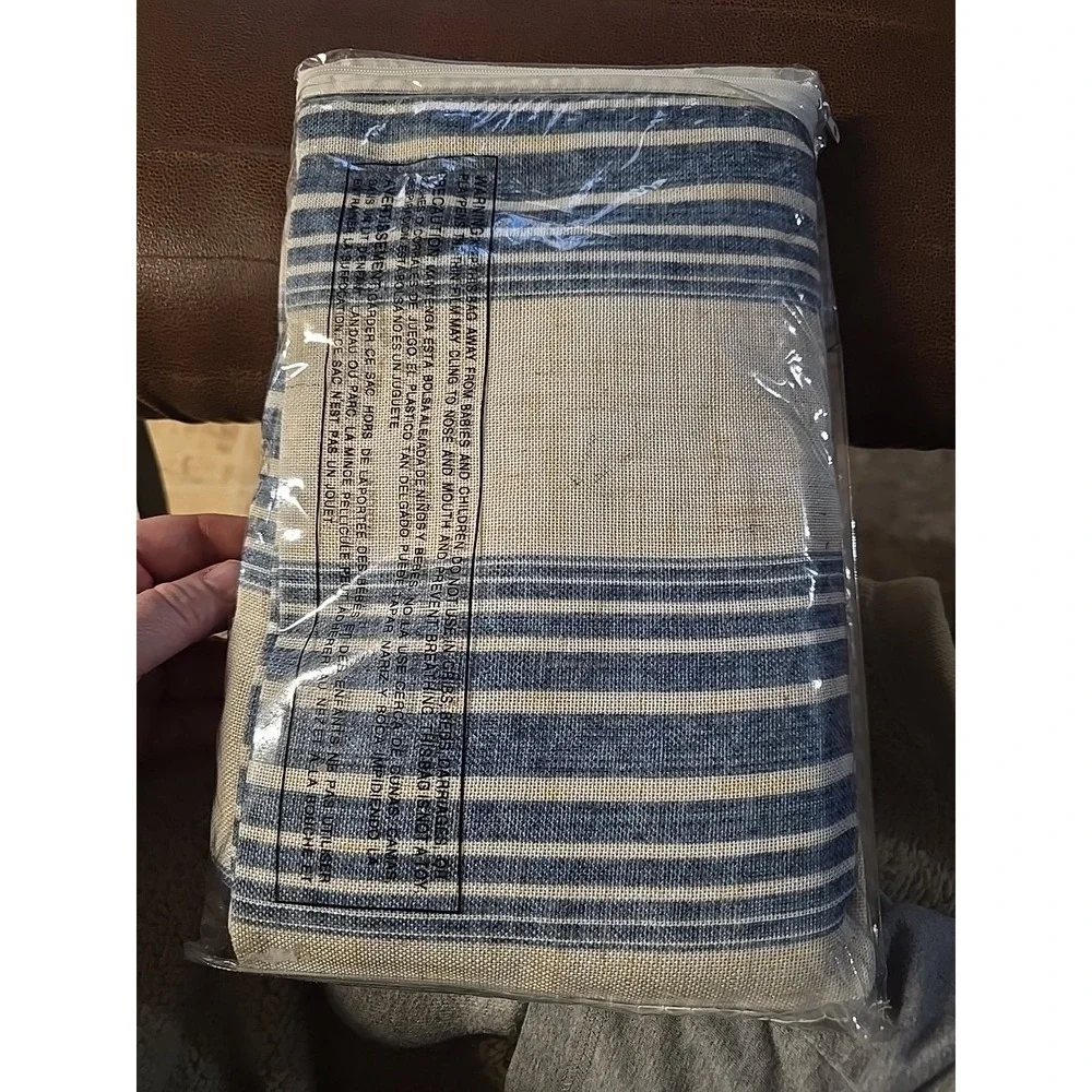 Drift Away Valance Chris Stripe Jean Navy & White Lined (Single) 52Wx24L New
